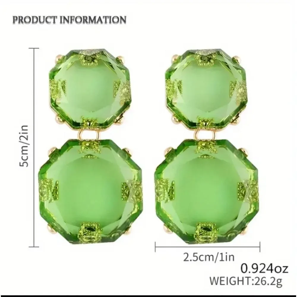 Bohemian Resin Y2K Green Decor Dangle Earrings